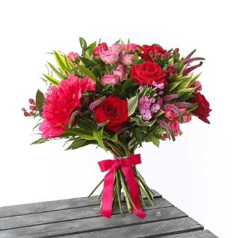 Mixed Red Bouquet with Red Rose