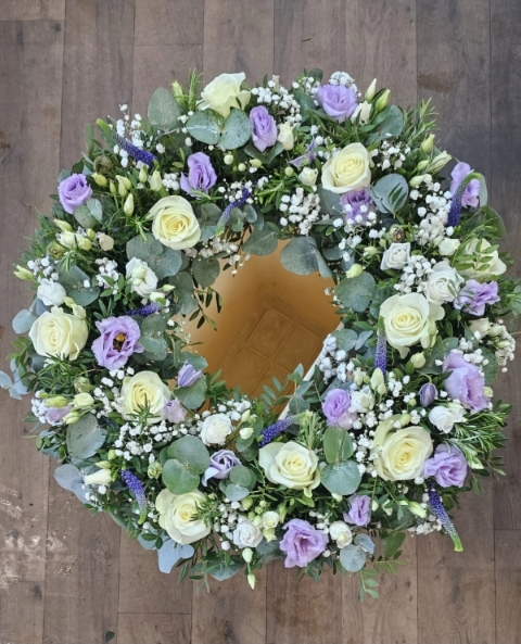 Purple and White Wreath